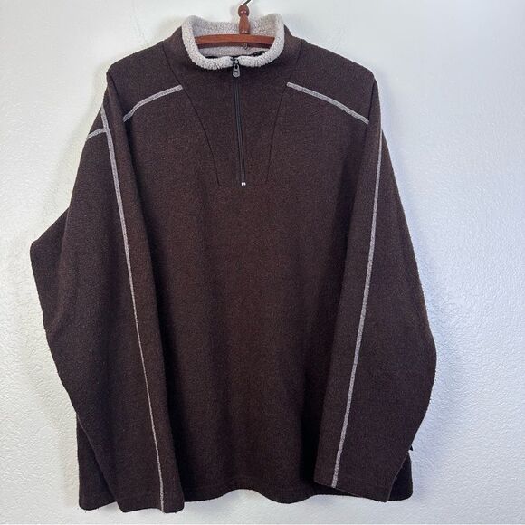 Kuhl Alpaca Fleece Europa 1/4 Zip Sweater Size XXL in Brown - Picture 4 of 11
